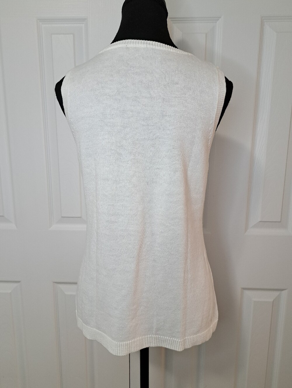 Talbots Petites Sleeveless Knit Sweater White Size Medium Linen Cotton Classic - Picture 4 of 13